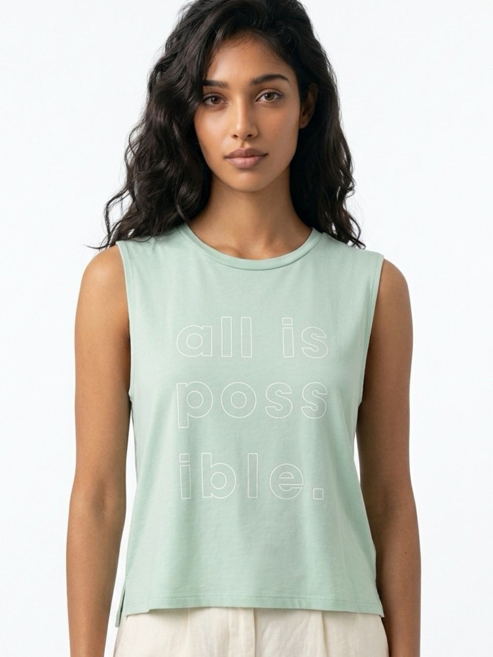 LOVERS OF HYOUMANITY | Mint Green Inspirational Graphic Tank Top Women’s Size M